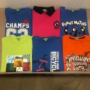 (6) Bossini Boys T Shirt Assorted, Size L (14-16) 100% Cotton